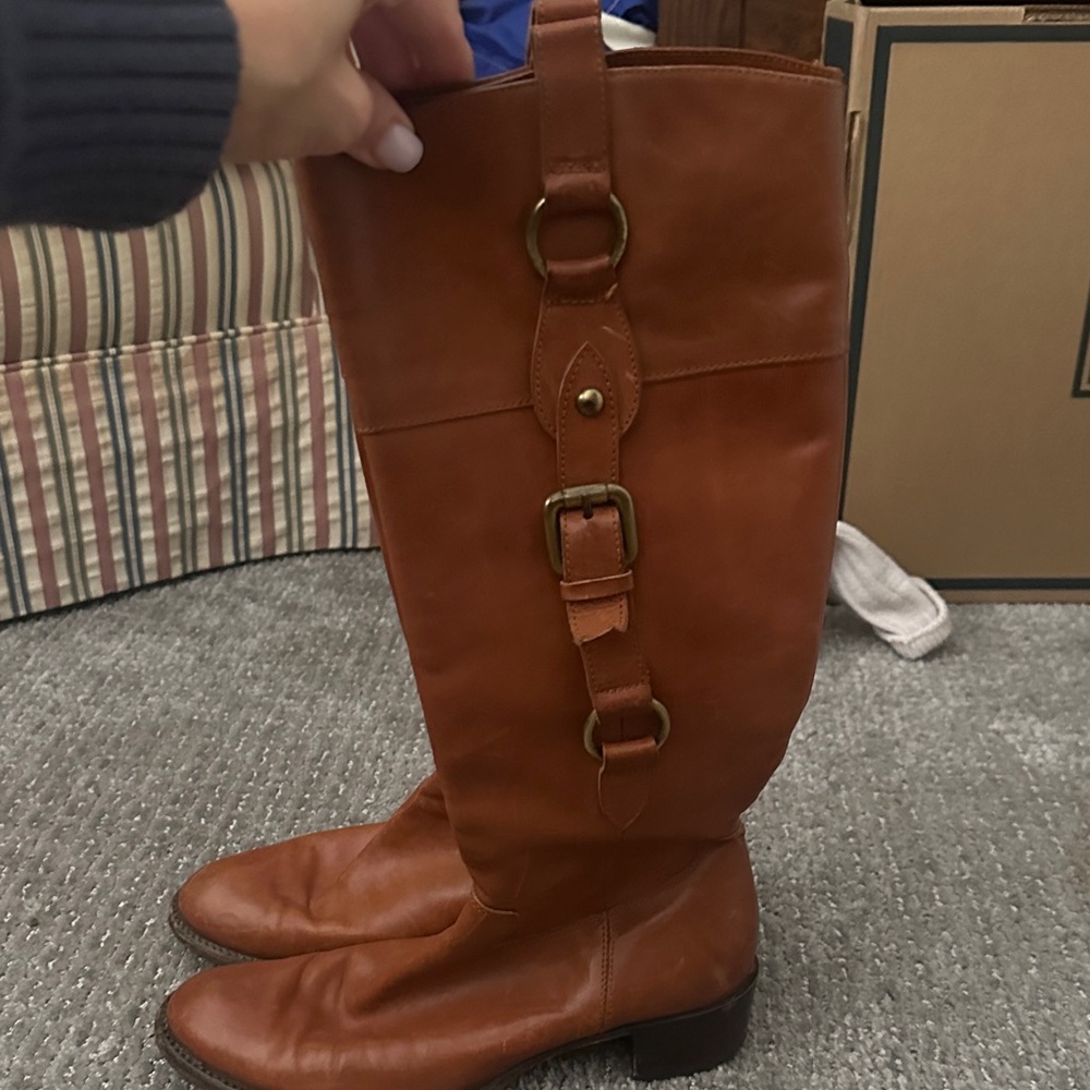 A. Soliani Italian Brown Leather Knee-High Boston 8.5 m